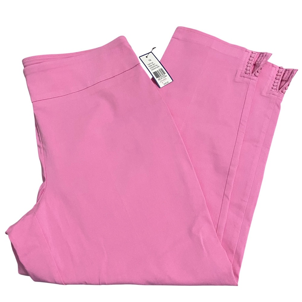 Crown & Ivy Pink Sky Essential Signature Pom Pom Trim Pants Size 16 NEW Pastel